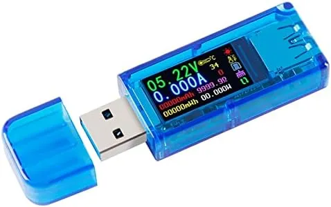 JESSINIE AT34 Battery Tester USB 3.0 Voltage Tester IPS Color Display 3.7-30V Voltage Meter 0-4A AMP Meter Multifunctional Multimeter Support Charging Power Test for Multiple Devices with Shell