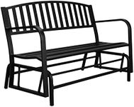 VINGLI 50 inch Outdoor Glider Bench Metal Outdoor Bench Porch Glider Rocking Bench for Outside Patio Bench for Yard Garden Lawn, 2-3 Person Seat