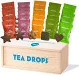 Tea Drops Organic Tea Box: Perfect Bagless Variety Sampler 25 Count - Naturally Sweetened - Ideal for Gifting - Citrus Ginger, Blueberry Acai, Rose Earl Grey, Sweet Peppermint & Matcha Green Flavors