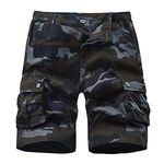 APTRO Mens Cargo Shorts Combat Casual Cotton Shorts with Multi Pockets Workwear Camo Black CS05 32