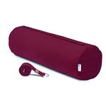 Yogan Yoga Bolster with a Yoga Belt/Strap | Natural Buckwheat Hulls Filling | Outer Cover (Could be Removed and Washed) - Made of 100% Organic Cotton (Burgundy)