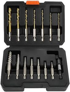 UYECOVE 15PCS Stripped Screw Extractor Set, 6542/4341 HSS Steel Left Hand Drill Bit Set Easy Out Screw Extractor Set | 1/4'' Adaptor | Broken Screw Extractor Kit Removing Stripped Screws Bolts