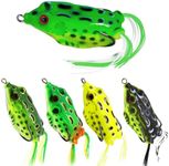 Frog Fishing Lure, WASAGA 5 Pieces 5 g / 8 g / 12 g Topwater Frog Bait Accessories with 3D Eyes & Soft Hollow Body for Snake Head Thorn Shark Bass Pike Salmon Musk