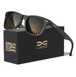 LUENX Polarized Sunglasses for Men Women UV400 Protection Gradient Black&Brown Lens Matte Black Square Frame 54MM