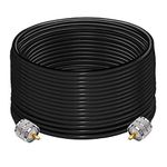 3AN Telecom PL259 Cable RG58 CB Radio Cable PL259 Jumper SO239 UHF Male to Male Extension Cable Low Loss RF Black Coaxial Cable PL-259 Coax Cable for Two Way Radio Wireless LAN Devices (49.2ft)(Black)