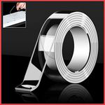 wolpin 3 Metres Double-Sided Tape Heavy Duty Transparent Self-Adhesive Multipurpose Traceless Removable Reusable Strong Wall Mounting Tape Carpet Frame Hanging Tape