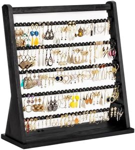 Poyilooo Earring Holder Organizer, Rustic Wood Earring Holder Stand, 5 Layer Jewelry Holder Organizer with 270 Earring Tree Holes Display Rack for Stud Earings & Hoop Earrings, Gifts for Women