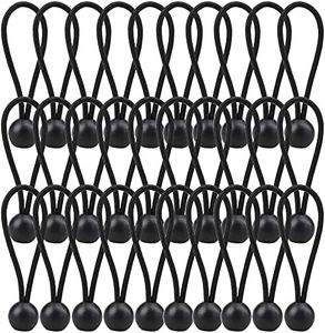 Vashly 30Pack Ball Bungee Cords whit Balls 6 inch Black Heavy Duty Versatile Tarp Tie Down Strap Cord,for Holding Camping Tents Cargo Canopy Pool Cover Holding Wire and Hoses