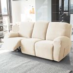 HOKIPO 3 Seater Recliner Sofa Cover, 210GSM Thick T-Type Jacquard, Beige (AR-4974-BGE)