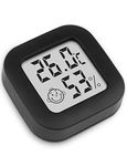 Digital Hygrometer Indoor Thermometer Room Thermometer and Humidity Gauge with Temperature Humidity Monitor for Greenhouse, Garden, Cellar (1, black, 4.3cm*4.3cm)