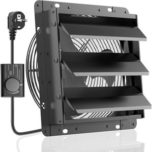 HG Power 300mm Ventilateur d'extraction à Volets 1300m³/h Extracteur d'Air avec Contrôleur de Vitesse Mural Industriel Avec Grille de Protection pour Ventilation des Greniers Ateliers et Garages