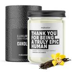 Thank You Candle - 220g Soy Wax with Madagascan Vanilla, Jasmine & Sugared Almond - Candles Gifts for Women, Teacher, Colleagues & Friends for Christmas - Funny Candles by Makester