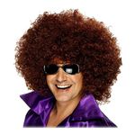 United States of Oh My Gosh Afro Wig 70s Fancy Dress – 80s Wigs for Men and Women One-Size | Curly Short Brown Wig Heat Resistant | Fancy Costume for Party Novelty | Funky Disco Hippie Dress up