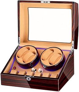 FRUCASE Watch Winder for Automatic Watches New Version 4+6 Wooden Watch Box with High-end Velvet Interior and Battery Option