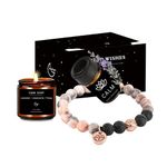 DAMCONME Bracelet for Woman,Essential Oil Diffusers,Lava Rock Bracelet,Women Gifts for Best Friends,Birthday Gifts Thanksgiving Gifts for Woman-Aromatherapy Bracelet Scented Candles Set(Pink)