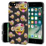 Amzer AMZ200241 Designer Printed Soft Gel Emoji TPU Skin Case Back Cover for Apple iPhone 7 Plus (Clear)