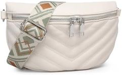 Miss Lulu ladies shoulder bag bum bag ladies cell phone shoulder bag crossbody bag ladies wide strap small with detachable shoulder strap (Beige)