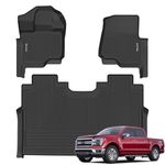 NIKALAIKA Floor Mats for Ford F150/F-150 2015-2026 SuperCrew Cab (Includes 22-24 Lightning Models) All Weather Protection TPE Rubber Floor Liners Accessories, Odorless Anti-Slip, 1st & 2nd Row, Black