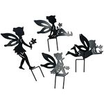 AB Tools Set of 4 Small Black Fairy Silhouettes With Stake Garden Deco Ornament