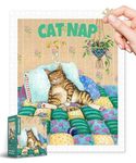 PieceRelax Jigsaw Puzzles 500 Piece for Adults - Gary Patterson - Cat Nap Beautiful Plastic Puzzle for Home Decor Zero Dust Easy Storage [H3468]