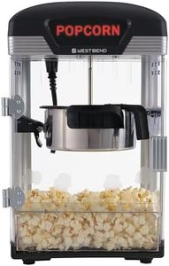 West Bend Stir Crazy Gourmet Popcorn Maker with Nonstick Kettle and Popcorn Scoop, 4 Qt., Black