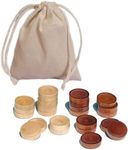 WE Games Checkers Pieces Only, Wooden Checker Board Game Pieces, 24 Brown and Natural Stackable Player Pieces with a Drawstring Storage Bag, 1.5 Inch Diameter Carved Versatile Game Pieces