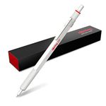 rOtring 600 Metallic Ballpoint Pen | Medium Point | Black Ink | Pearl White Barrel with Non-Slip Knurled Grip | Refillable | 1 Count