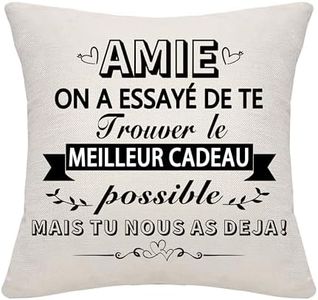 Housses de Coussin drôles Meilleur Cadeau pour Les Amis Meilleur ami Anniversaire Cadeau de Noël Cadeau BFF Cadeau d'amitié pour Les Femmes Filles (Amie)