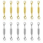 WLLHYF 12 Pack Necklace Clasps and Closures Strong Catch Lobster Clasps Gold Silver Color Clasp for DIY Jewelry Bracelet Necklace Connect and Extend