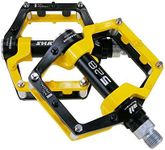 Black Yellow 528 shanmashi Mountain Bike MTB Pedals Aluminium Bicycle BMX Flat Pedal with Removable Non-Slip Studs 9/16