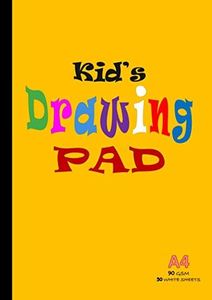 Kid's Drawing Pad A4: Drawing Paper for Children, 100 Pages/50 Sheets, 90gsm Thick Plain Sketch and Colouring Paper Book | 210 x 297mm - Yellow cover