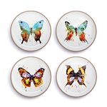 DEMDACO Watercolor Butterfly Collection 6.5 inch Stoneware Appetizer Plates Set of 4