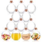 12 Pcs Spherical Glass Bottles with Cork, 8.5 oz Round Clear Potion Bottles, Christmas Cocktail Ornament Balls Candy Jar for DIY Wedding Party Crafts Decoration