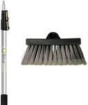 DOCA Floor Scrub Brush with Long Handle - 5-12 Ft Extension Pole (18+ Ft Reach) - Outdoor Broom - Car Wash Brush with Long Handle Also for House Siding, Deck, Patio & More