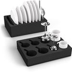 Siegvoll Caravan Plate Holder Foam Cutlery Holder Cup Holder Set (without Dishes) for Motorhomes, Caravans, Boats, Camping Tableware Storage for 8 Plates + 8 Cups (Compatible with More Sizes)