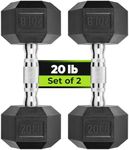 HANDBODE Hex Dumbbell Rubber Encased Dumbbell Strength Training Hex Dumbbell, Hand Weight for Workout & Exercise/Pair of 20LB