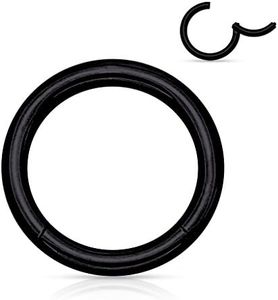 Nose Rings 20G 18G 16G 14G Surgical Steelegment Ring Body Piercing Nose Septum Jewelry Hinged S Hoop Lip Rings Nose Helix Cartilage Rook Earrings SoScene (Black, 14G 8MM ROUND)