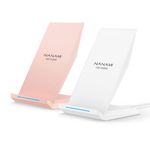 Fast Wireless Charger, [2 Pack] NANAMI Qi Charging Stand for iPhone 16/15 Pro Max/14/13/12/11 Pro/XS Max/XR/8, Fast Charge Dock for Samsung Galaxy S24/S23/S22/S21/S20/S10/S9,Note 20/10/9,Pixel 6/5/4XL