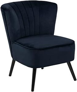 Marca Amazon - Movian Butaca lounge tapizada, base con 4 patas de madera, Azul Medianoche, 66,5 x 71 x 80 cm
