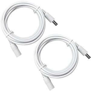 2 Pack 2M/6ft DC Power Extension Cable 5.5mm*2.1mm Male to Female Power Cord for CCTV Security Surveillance Cameras, LED Strip, Router, 12V DC Power Supply Adapter and More (White)