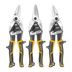 INGCO Aviation Snip Set Left Right Straight Cut Snips for Sheet Metal Cutting Pliers Nippers Snip with Comfortable Grips HTSNK0110