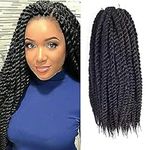 Dingxiu (6 Packs18 inch) Havana Mambo Twist Crochet Hair Braids Senegalese Twist Crochet Braiding Hair (18" 1B)