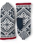 Hestra Womens Wool Mittens: Nordic Knit Winter Gloves, Medium Blue/Off White, 9