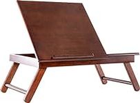 Wood Desk - Multi-Tasking Tray - Attractive Natural Wood - Light and Portable - Adjustable Angle Top - Perfect for Reading, Studying, Working in Your Bed, on The Couch or Floor, Large