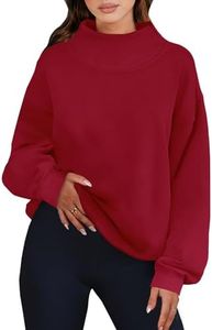 ANRABESS Womens Oversized Sweatshirts Turtleneck Pullover Long Sleeve Hoodies Tops 2026 Fall Fashion Preppy Outfits Red-XL