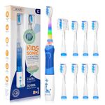 Seago Kids Electric Toothbrush, Childrens Electric Toothbrush, Toddler Electric Toothbrush with 8 Brush Heads, Rainbow LED Light for Junior Boys and Girls Ages 3+, SG-977(Blue)…