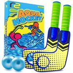 Fun Mini Hockey Sticks Game - Play at The Pool & Beach or in Home - for Kids & Adults All Ages - Use The Floating Soft Paddles to Shoot The Water Skipping Balls - Comes with 2 Sticks & 2 Balls