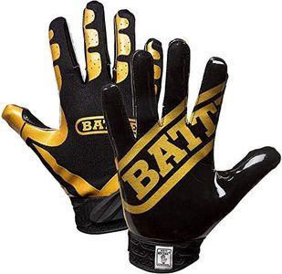 Battle Sports Ultra-Stick Wide Receiver Football Gloves - Adult & Youth Football Gloves - Youth Medium, Vegas Gold/Black