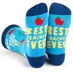 Funny Nerd Socks - Gift For Teachers, Students, Book Lovers, Math, Science Geeks, Teacher (Best Teacher Ever), One size