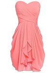 Sarahbridal Women's Short Chiffon Sweetheart Bridesmaid Dresses Prom Gowns - Pink -